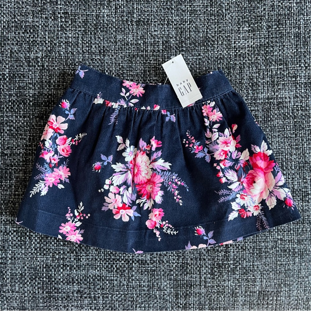 NWT Gap Floral Corduroy Skirt Size 12-18 Months